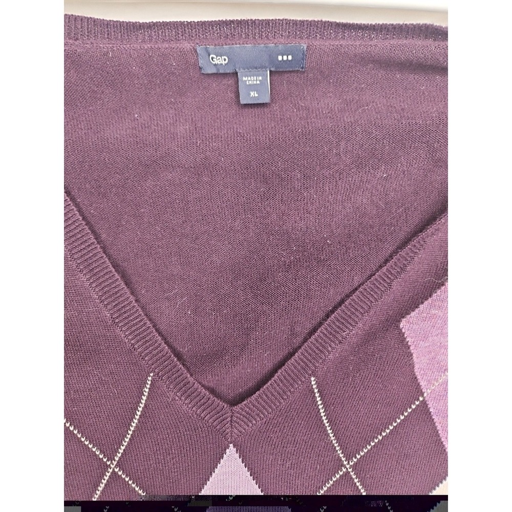 Gap Y2K‎ Argyle Shirt Academia Purple XL Long Sleeve - Picture 3 of 6